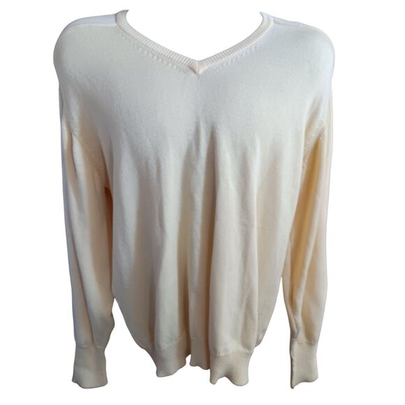 Large Vintgae Men's Sweater L.L. Bean V-Neck Large 100% Cotton Made In USA 90s - Picture 2 of 5